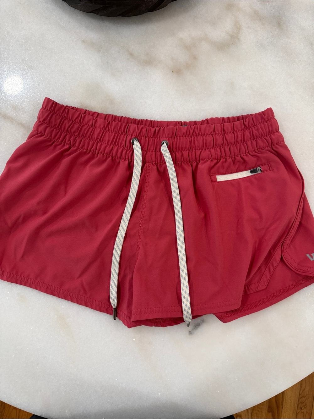 Vuori Women's Crimson Athletic Shorts with Drawstring